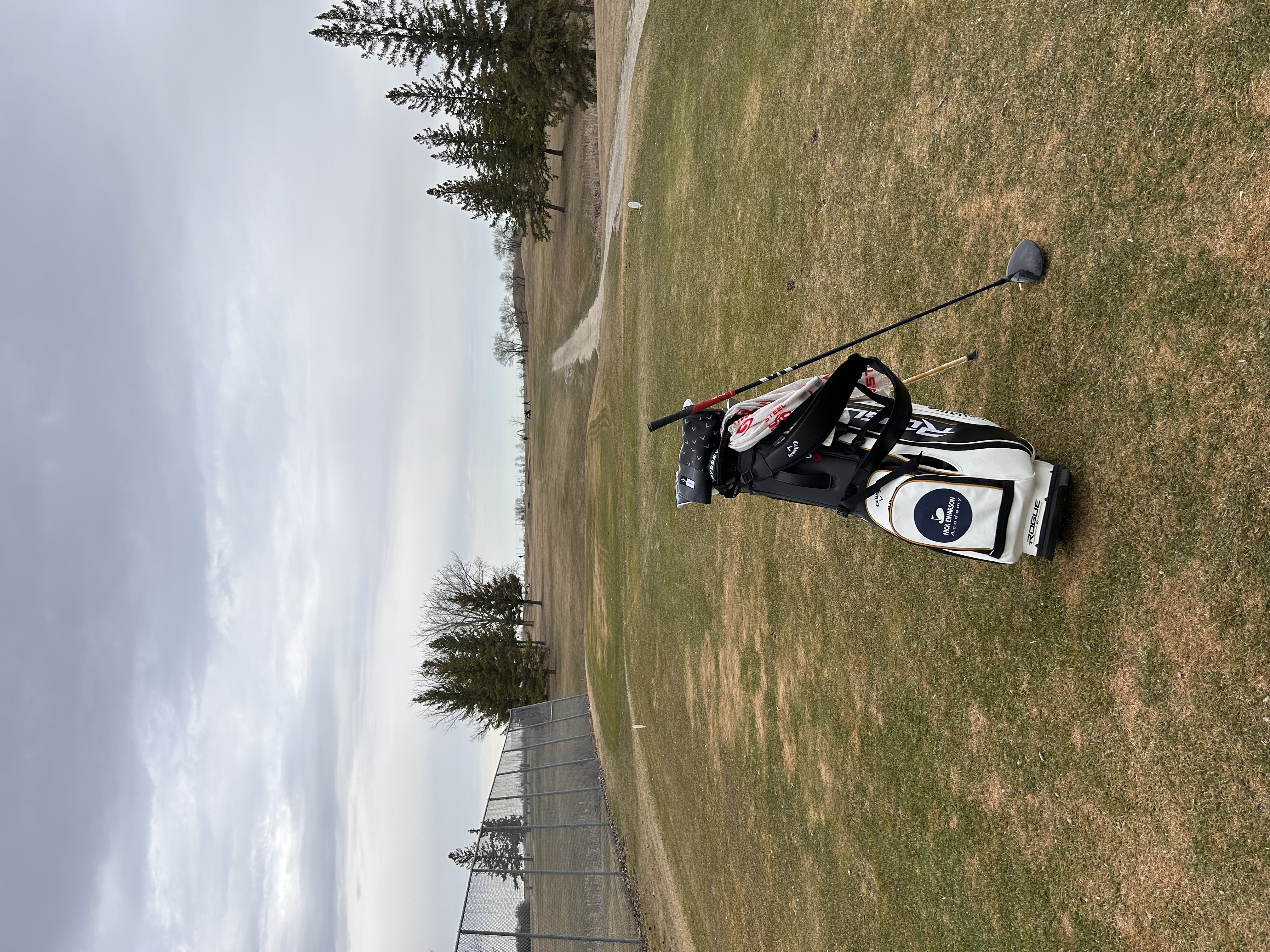 Nick Einarson Academy golf bag on the tee box